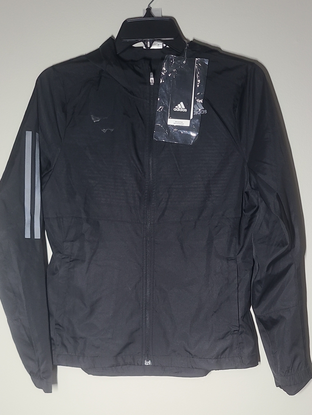2for20 - adidas Women's Black Lightweight Zip Jacket with Reflective Stripes